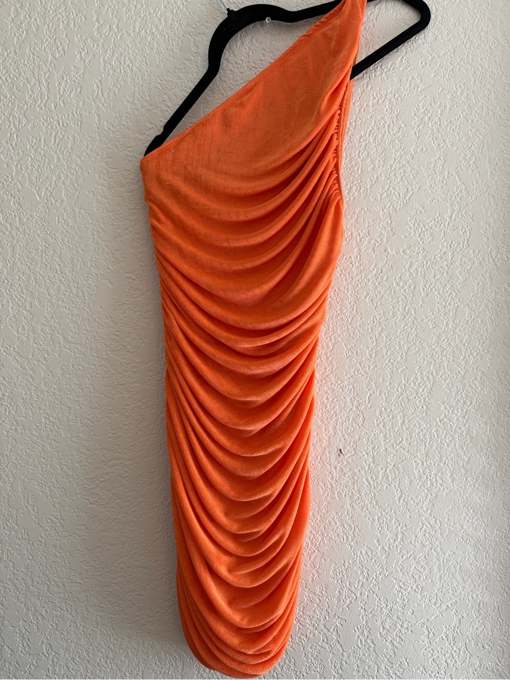 Lioness One-Shoulder Ruched Mini Dress in Bright Orange